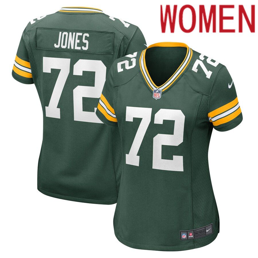 Women Green Bay Packers 72 Caleb Jones Nike Green Game Player NFL Jersey